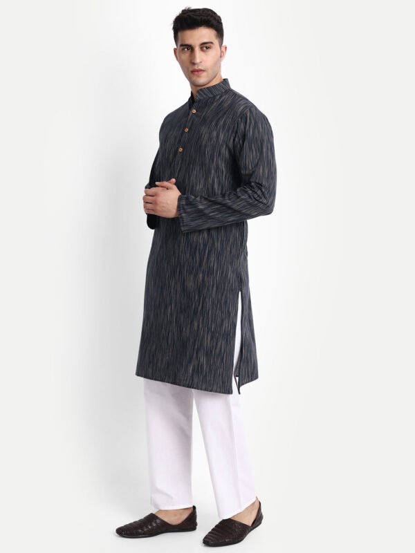 Khaddar Navy Blue Long Kurta