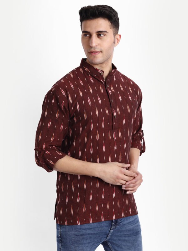 Nizami Maroon Ikkat Short Kurta