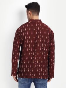 Nizami Maroon Ikkat Short Kurta