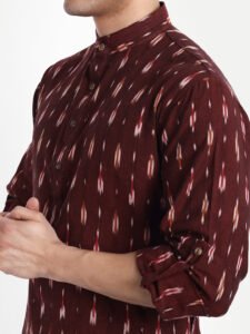 Nizami Maroon Ikkat Short Kurta
