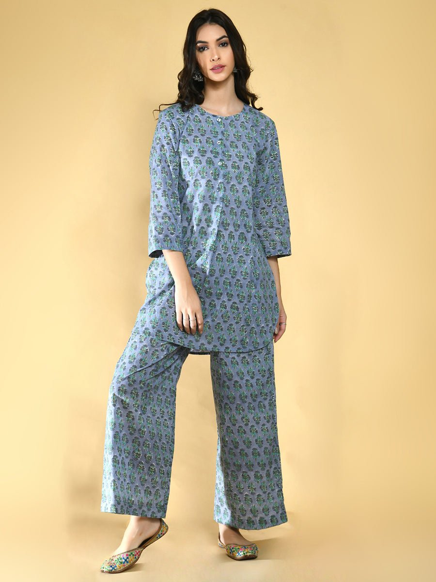 Blue Floral Lounge Wear Women