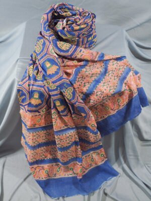 Blue Bagru Print Cotton Dupatta