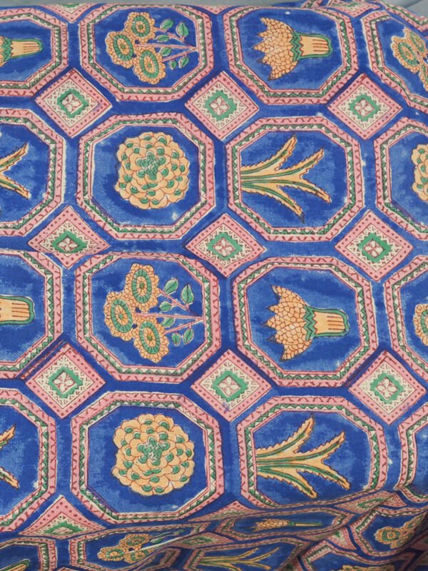 Blue Bagru Print Cotton Dupatta