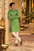Green Cotton Silk Kurta