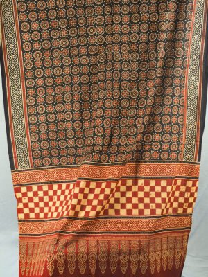 Gulmohar Ajrak Print Cotton Dupatta