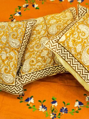 Brown Bagru Print Cotton Cushion Cover