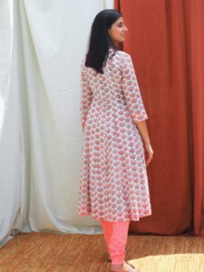 Dahlia Peach Kalidar Kurta Women