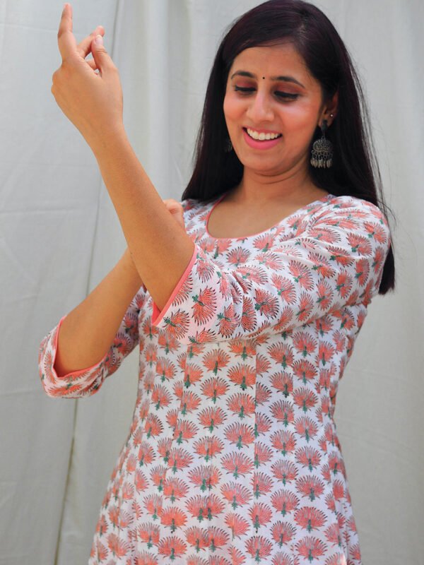 Dahlia Peach Kalidar Kurta Women