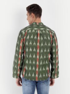 Green and Rust Ikkat Cotton Short Kurta