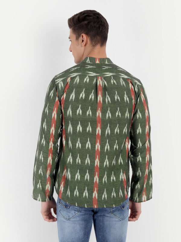 Green and Rust Ikkat Cotton Short Kurta