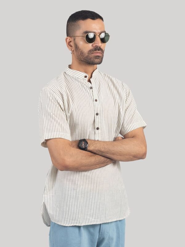 Ethereal Stripes Handloom Short Kurta