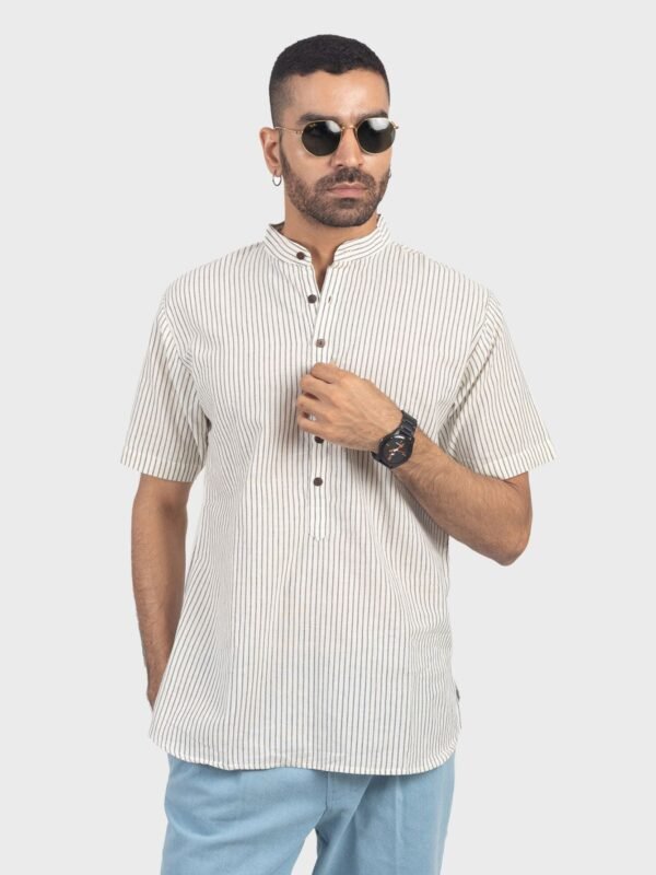 Ethereal Stripes Handloom Short Kurta