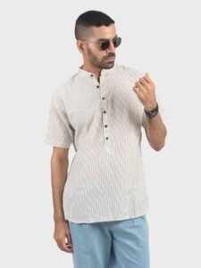 Ethereal Stripes Handloom Short Kurta