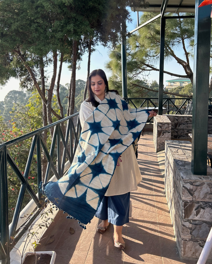 Shibori Print Bhujodi Silk Stole