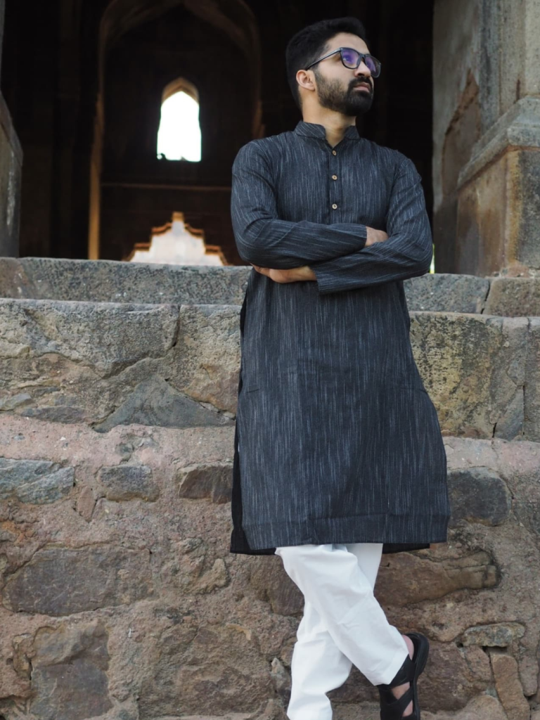 Khaddar Black Kurta