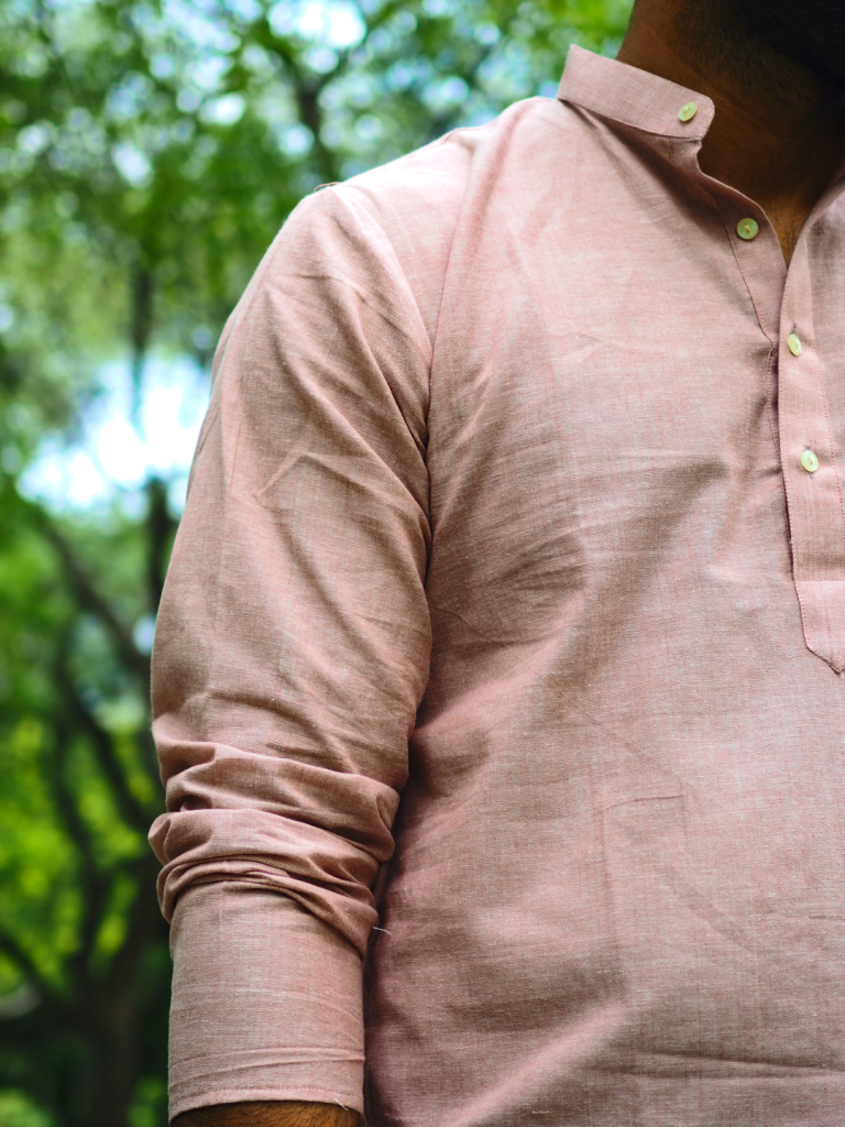 Blushing Petals Handloom Short Kurta — photograph 4