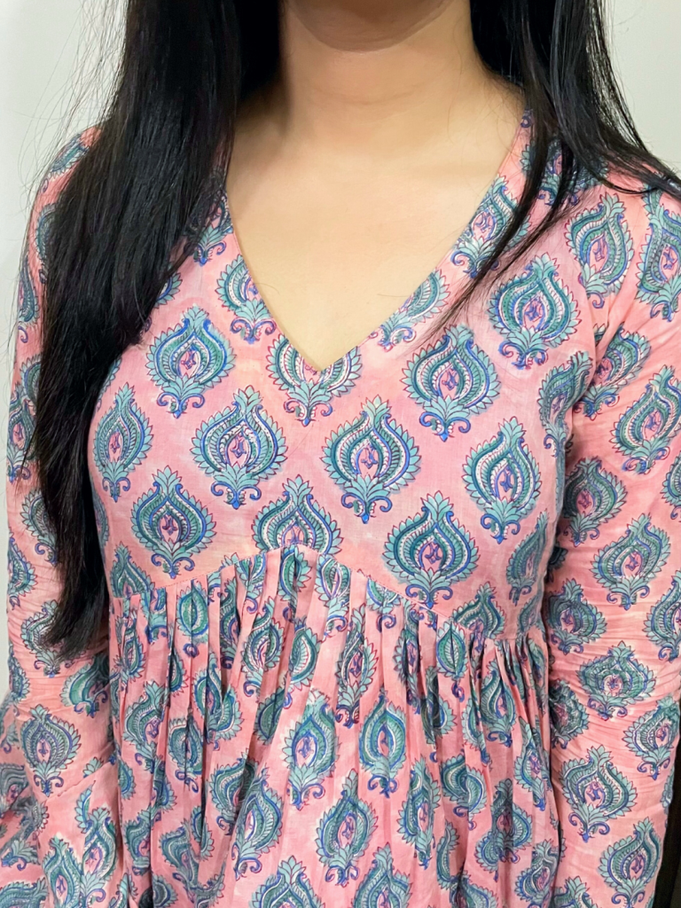 Blue Lotus Anarkali Cotton Suit Set Women — photograph 6
