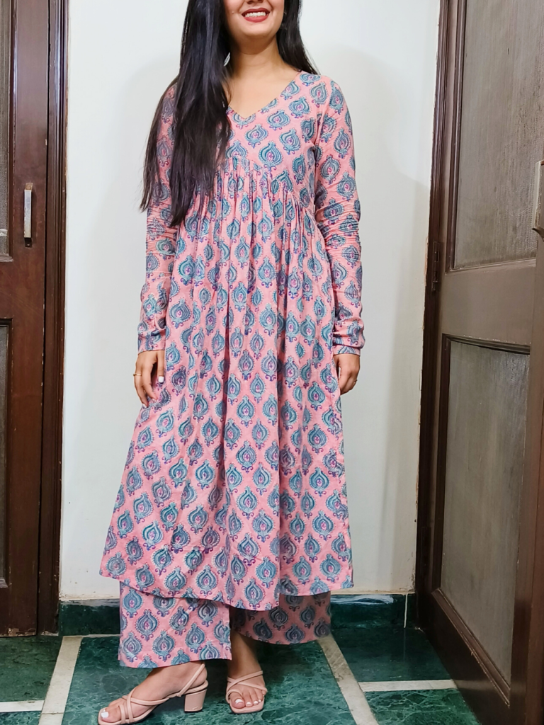 Blue Lotus Anarkali Cotton Suit Set Women — photograph 14