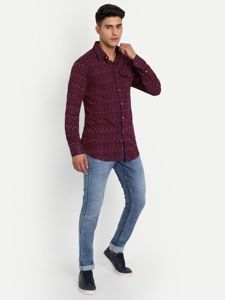 Wine Ikkat Shirt — photograph 6