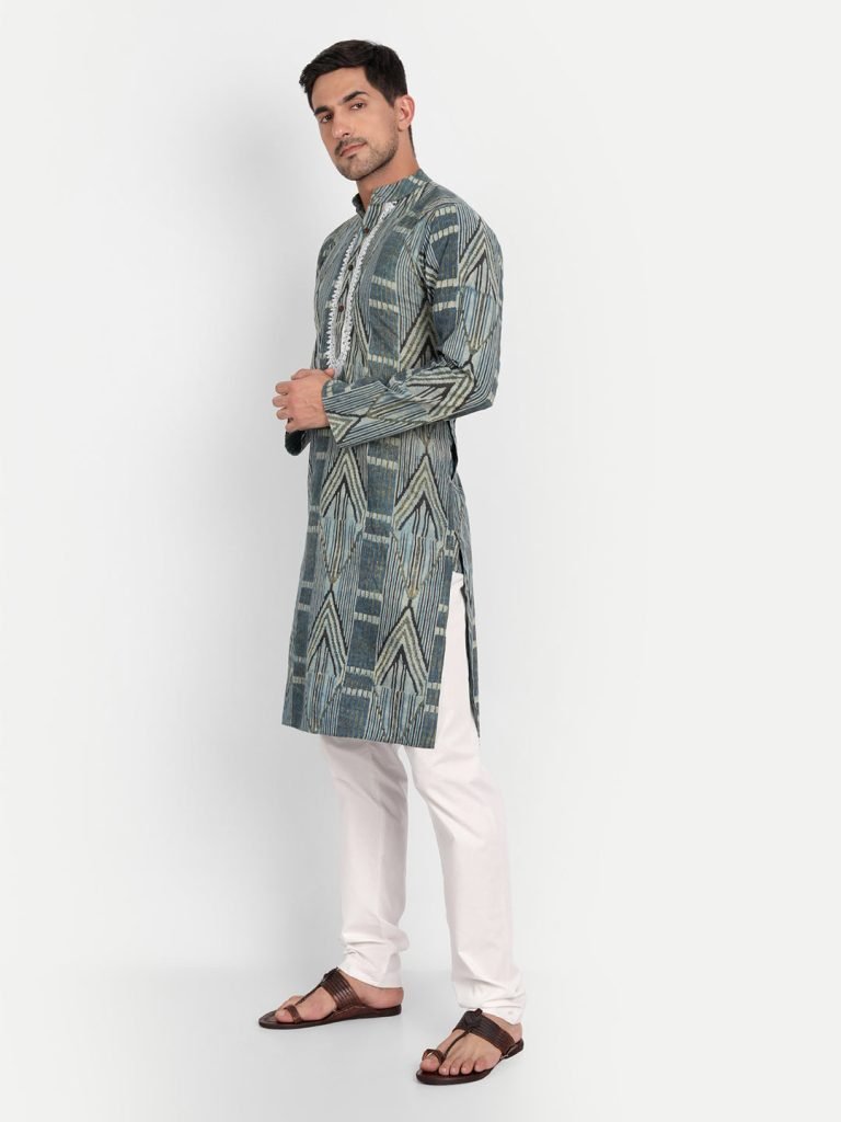 Alternative view of Geometric Print Embroidered Vanaspati Kurta