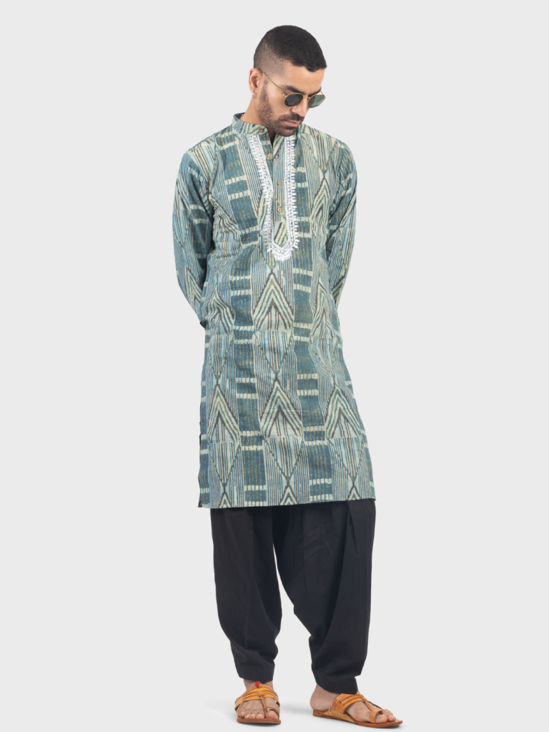 Geometric Print Embroidered Vanaspati Kurta
