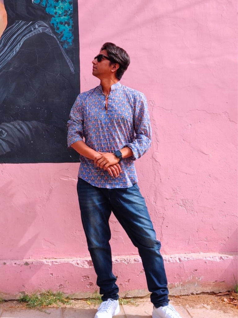 Pink Lotus Cotton Short Kurta — photograph 3