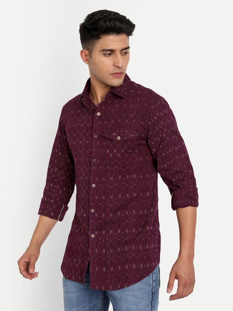 Wine Ikkat Shirt — photograph 3