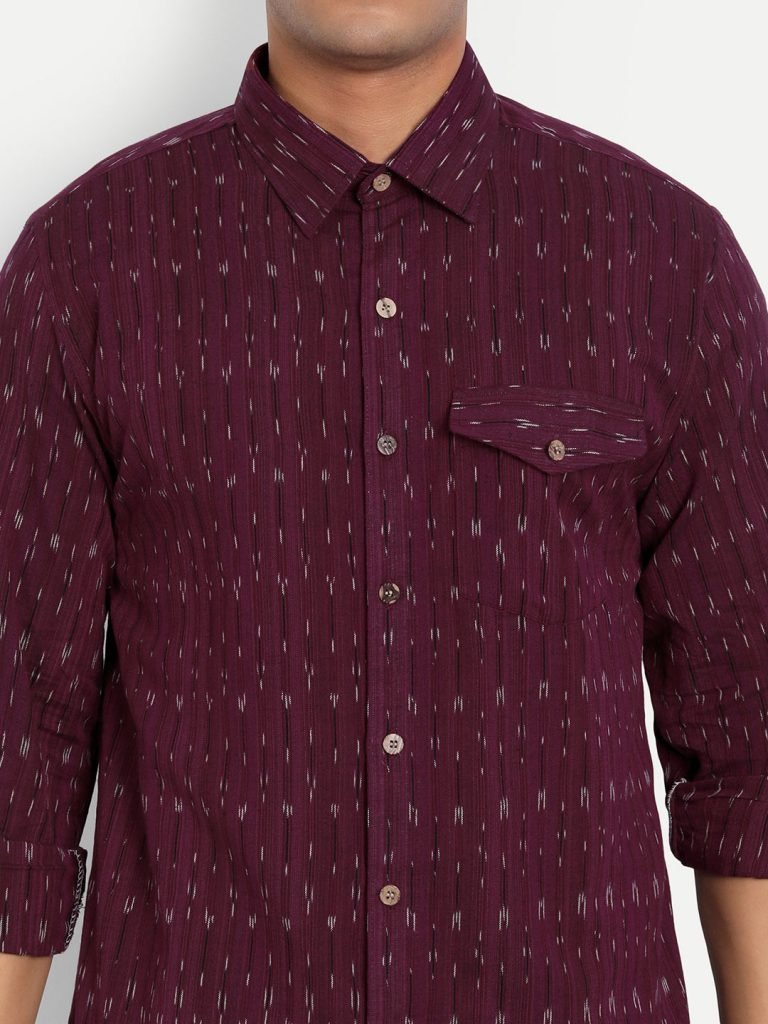 Wine Ikkat Shirt — photograph 8