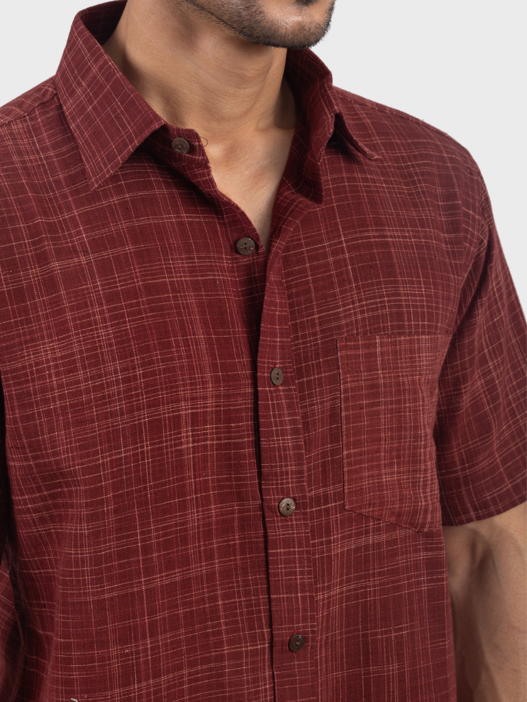 Rustic Elegance Handwoven cotton Shirt — photograph 4