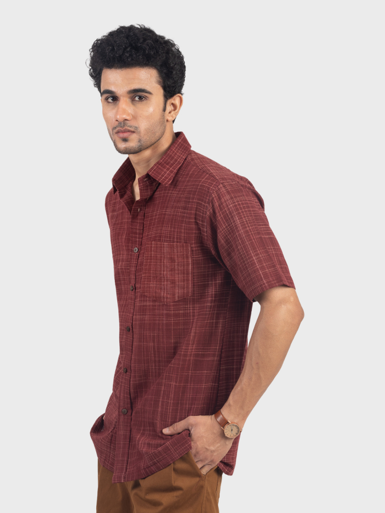 Rustic Elegance Handwoven cotton Shirt — photograph 6