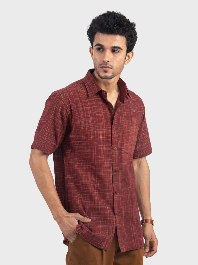 Rustic Elegance Handwoven cotton Shirt — photograph 7