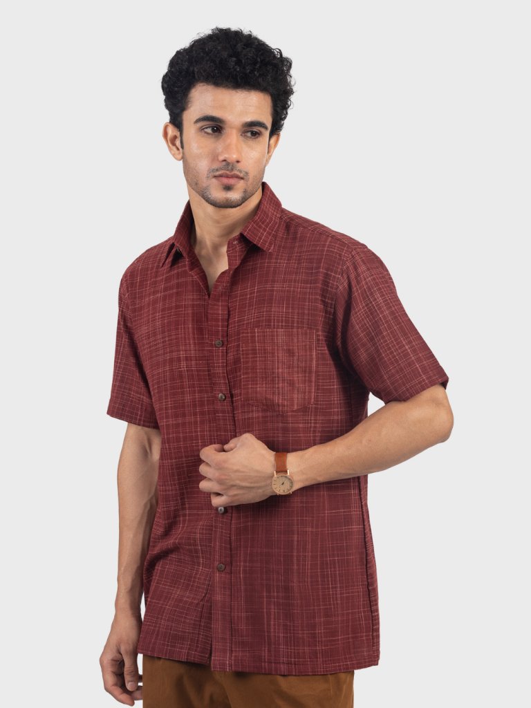 Rustic Elegance Handwoven cotton Shirt — photograph 8
