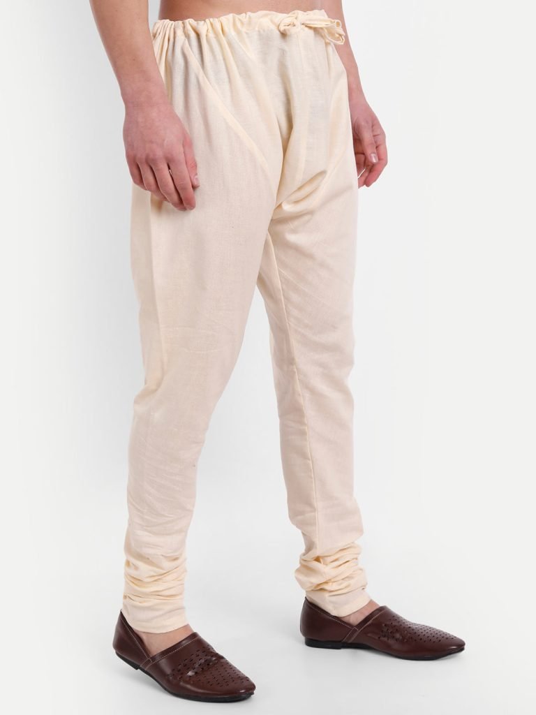 Beige khadi Cotton Churidar Pyjama — photograph 3
