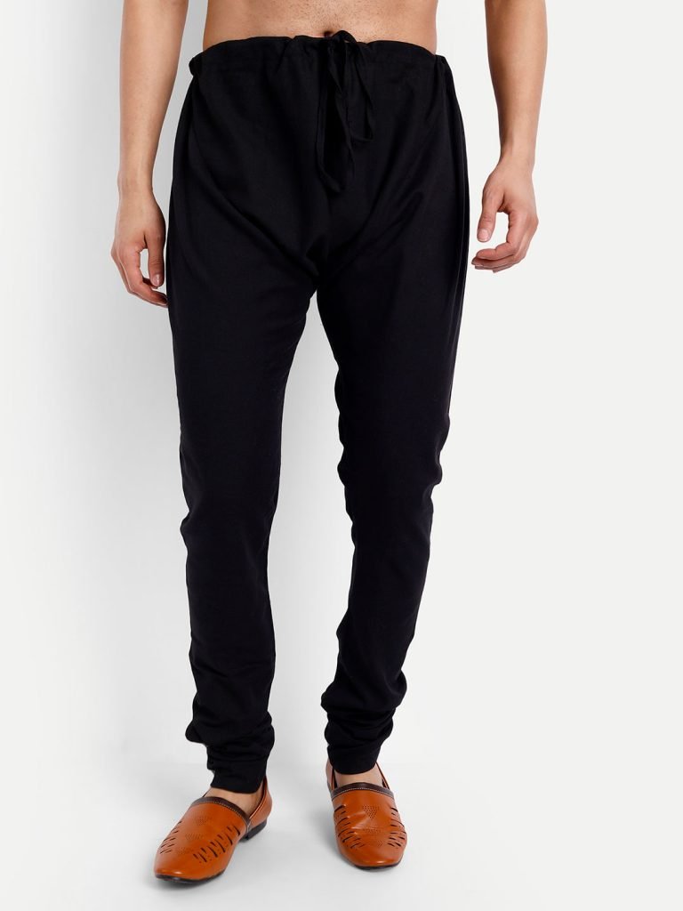 Black Khadi Cotton Churidar Pyjama
