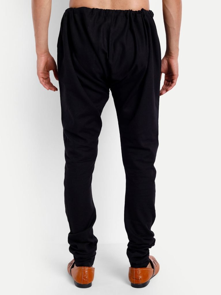 Black Khadi Cotton Churidar Pyjama — photograph 4