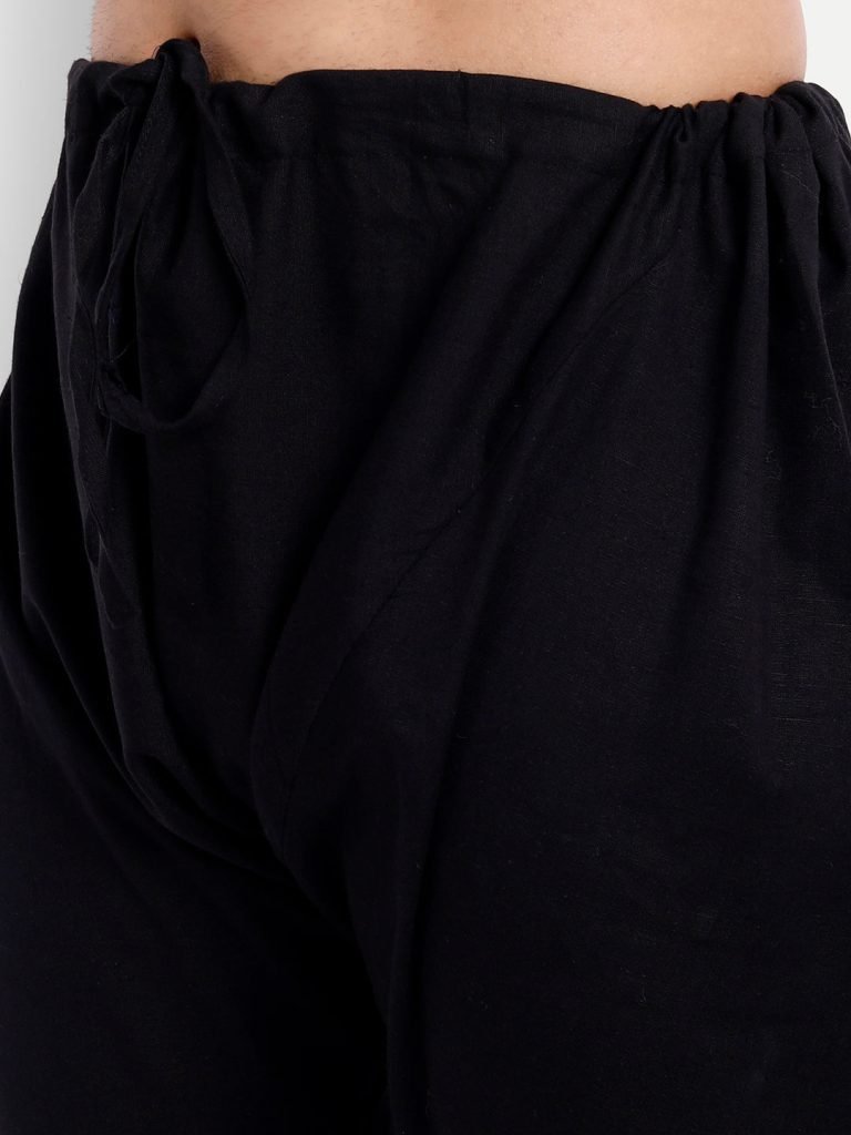 Black Khadi Cotton Churidar Pyjama — photograph 5