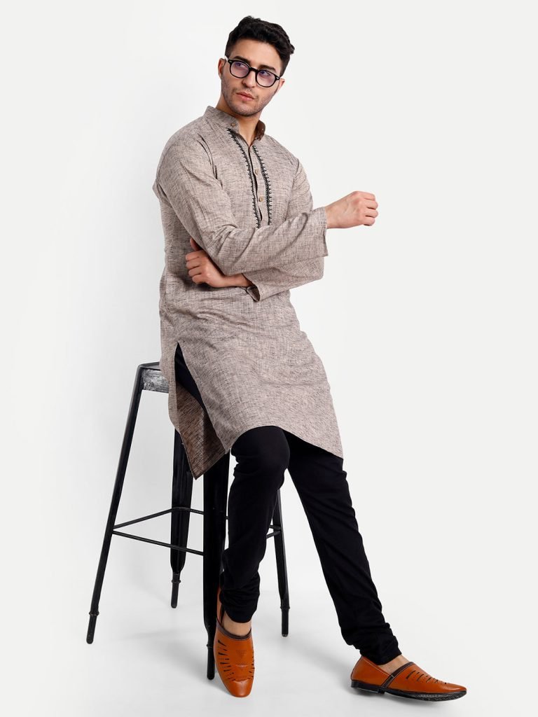 Black Khadi Cotton Churidar Pyjama — photograph 6