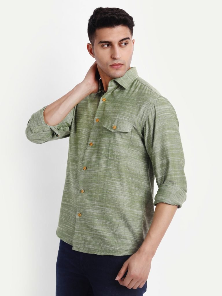Khaddar Mint Green Shirt — photograph 5