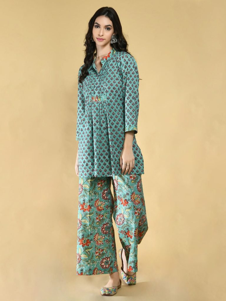 Green Floral Lounge Wear Women