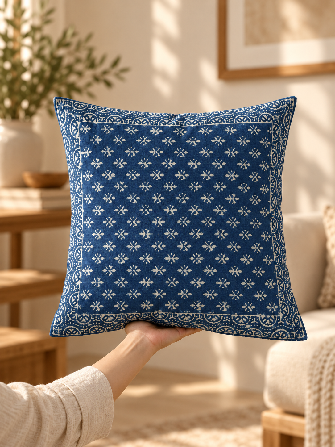 Alternative view of Indigo Print Cushion Cover