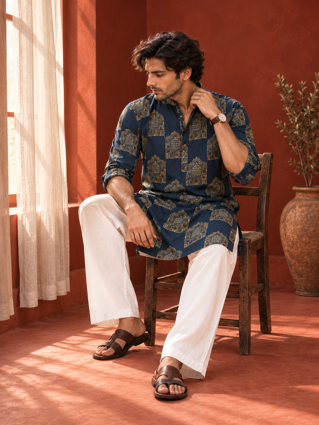 Alternative view of Mehraab Indigo Arch Kurta
