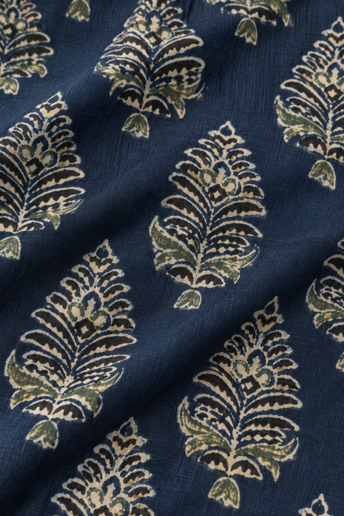 Pankhuri (पंखुरी) Indigo Botanical Kurta — photograph 5