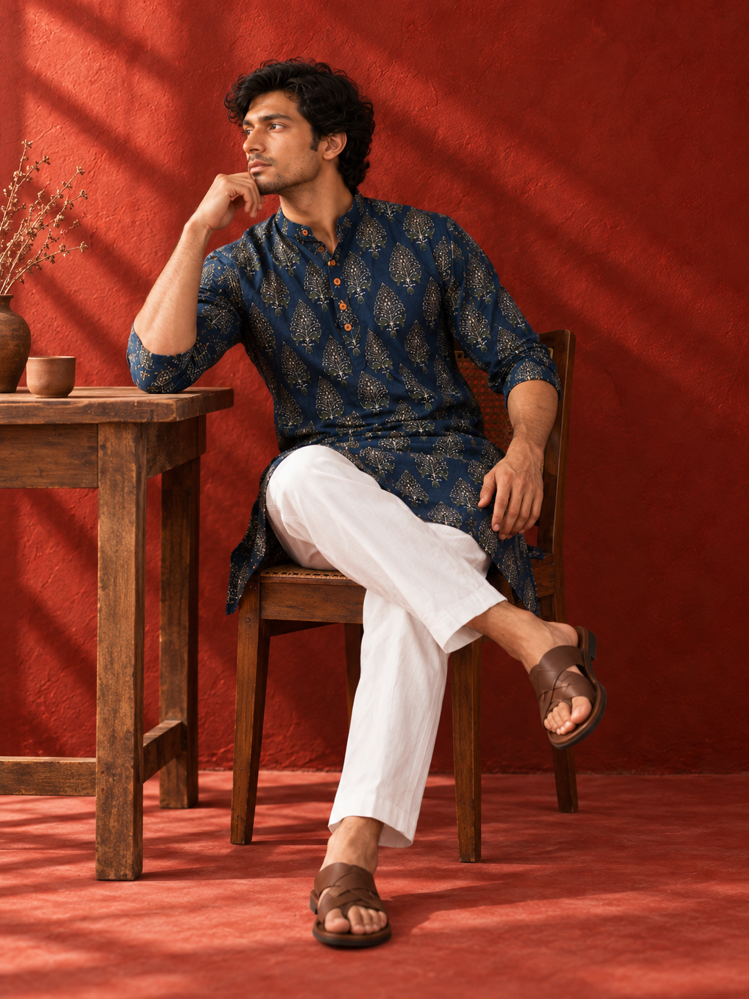 Pankhuri Indigo Botanical Kurta