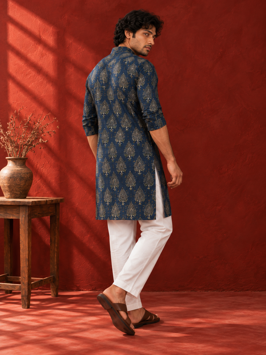 Alternative view of Pankhuri Indigo Botanical Kurta