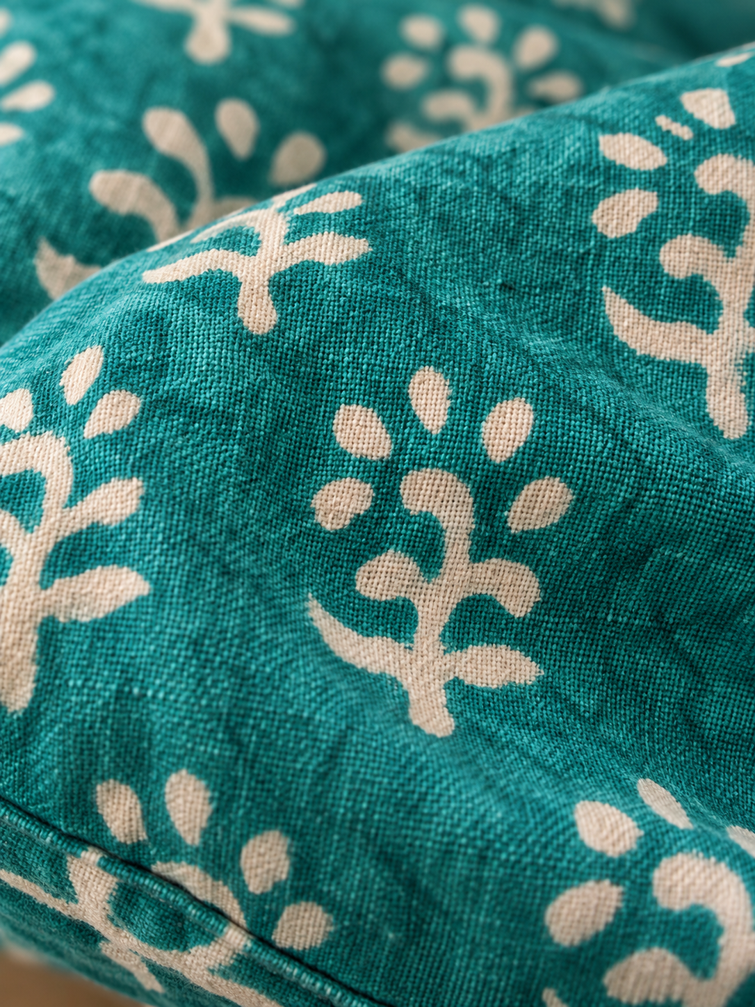 Alternative view of Turquoise Blue Bagru Print Cotton Cushion Cover