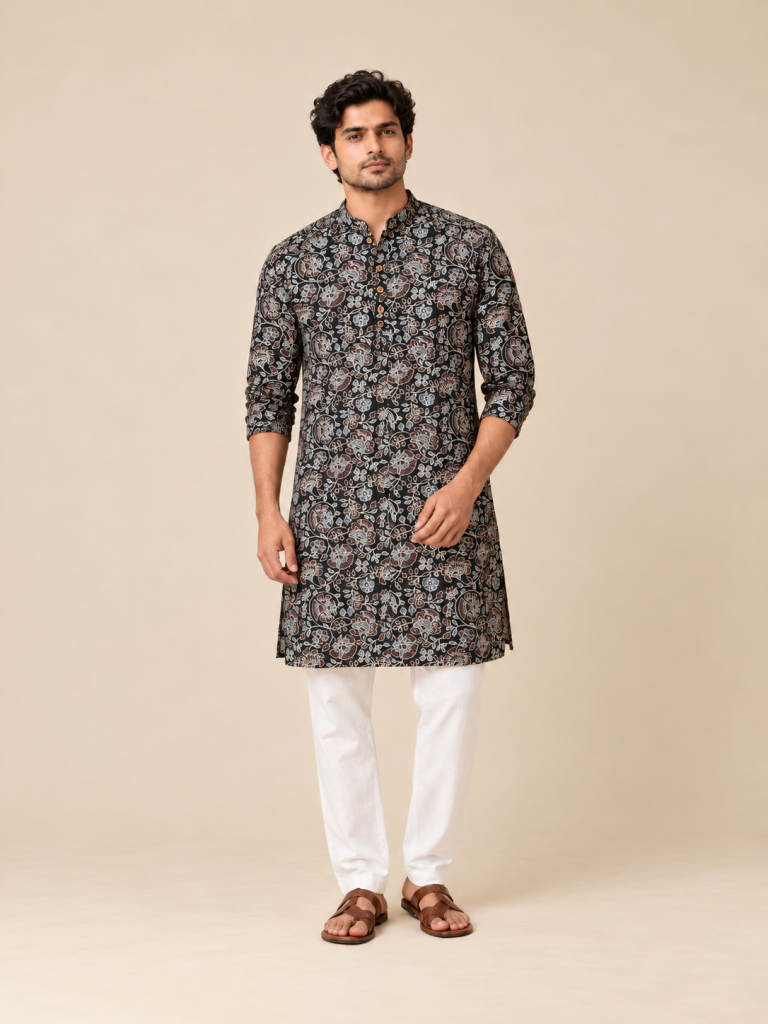 Gulzar Paisley Kurta — Full-Length Paisley kurta Portrait