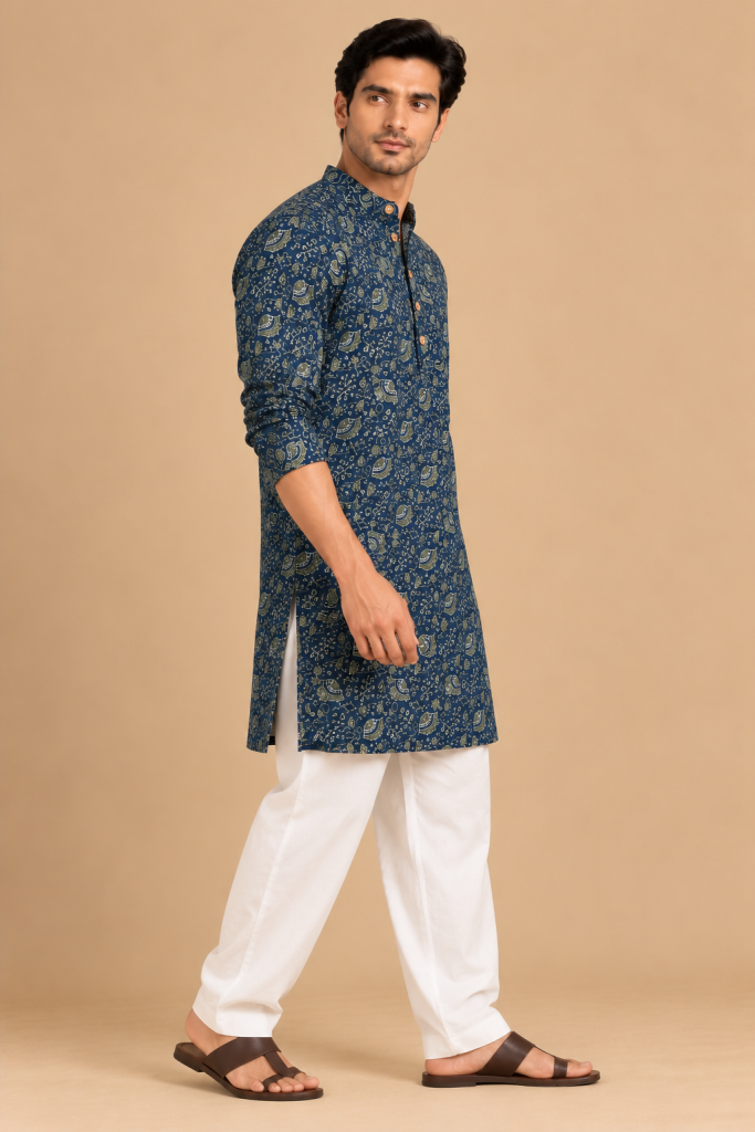 Kashish Indigo Paisley Kurta — photograph 5