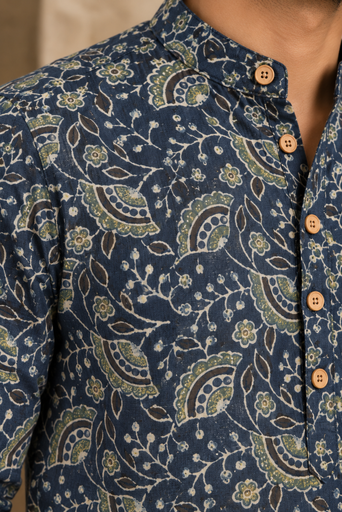Kashish Indigo Paisley Kurta — Intricate Indigo kurta Detail