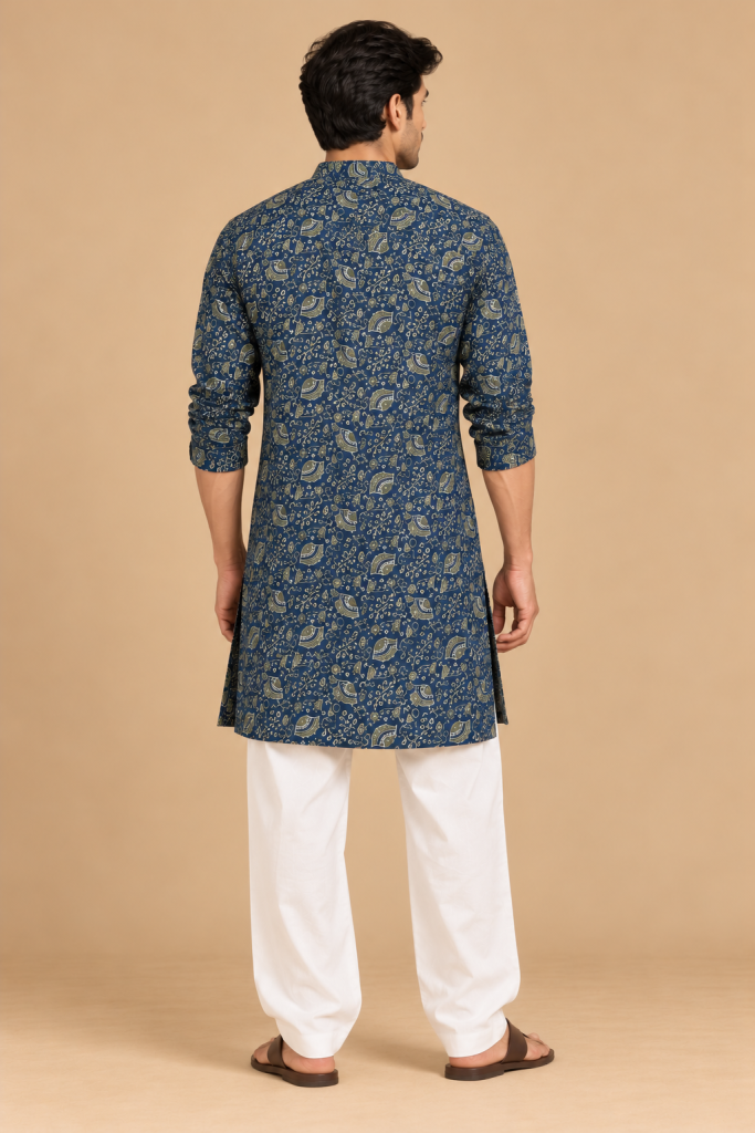 Kashish Indigo Paisley Kurta — photograph 3