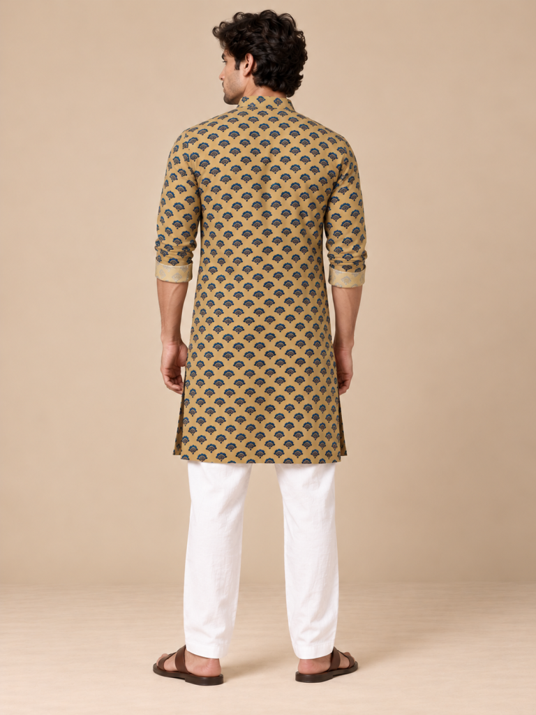 Mayura Mustard Motif Kurta — photograph 8
